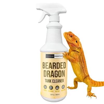Bearded Dragon Tank Cleaner – 32oz No-Rinse Cage & Habitat Spray – Fast Odor Eliminator & Waste Remover – Pet Safe, Non-Toxic Formula – Easy Terrarium Cleaning – Made in USA