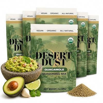 Desert Dust Guacamole Seasoning Mix – Organic Avocado Spice Blend with Crystallized Lime & Date Sugar | Zesty, Fresh Dip Flavor | Vegan, Gluten-Free, Non-GMO, All-Natural (6 Pack)