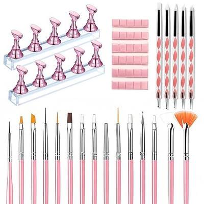 Nail Art Tools Set – 15 Nail Art Brushes + 5 Dotting Pens with Nail Stand Holder – Professional Nail Design Kit for DIY Manicure & Salon Use