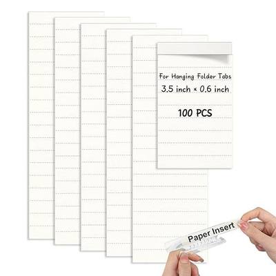100 Pcs Hanging File Folder Paper Inserts 3-1/2 Inch Off White Blank File Tab Inserts Thick Cardstock for Hanging Folder (3.5×0.6 inch)(No Tab Included)