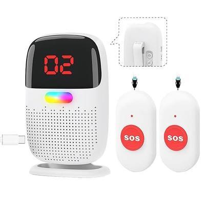 Caregiver Pager System with Digital Display for Elderly Assistance, Fall Prevention, and Nurse Calling,Wearable Wireless Pager for Patient Help at Home(1 Call Buttons + 2 Receivers)