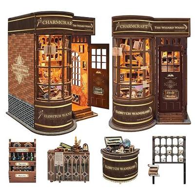 Book Nook Kit DIY Miniature House 3D Wooden Puzzle - Magic Wand Shop | Booknook DIY Miniature House Kit Mini House Bookshelf Decor 3D Wooden Puzzle, Birthday Gift for Family Friends