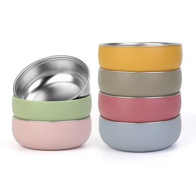 ShineMe Stainless Steel Bowls, 6 pack Snack Containers with Removable Colorful Silicone Sleeves, Unbreakable Kids Bowls for Icecream, Soup, Cereal, Yogurt...