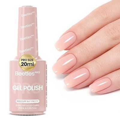 Beetles PRO Nude Gel Polish - Insecure but Pretty, 20ml Milky Pink Jelly Gel Polish Blush Pink, Professional Nail Tech Formula, High Pigment Soak Off UV LED Long Lasting