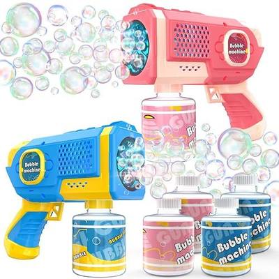 EagleStone 2 Packs Automatic Bubble Machine Guns with 4 Bottles Solution | Bubble Machine Blaster for Kids & Adults, Light Up Summer Toy for Outdoor, Birthday Gifts, Easter, Wedding Party Favor Bubble