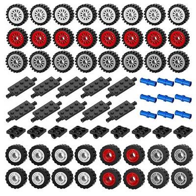 Wheels and Axles Sets Tires Building Kit, Compatible with Lego Wheels and Axles, 98 Pcs Car Parts and Classic Pieces Accessories, Bulk Bricks Sets Education Construction Toys