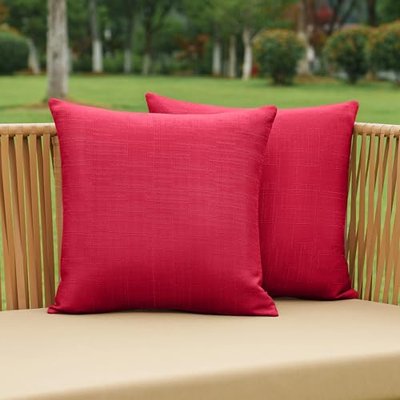 NiNi ALL Outdoor Pillow Covers 18x18 Set of 2 Patio Waterproof Red