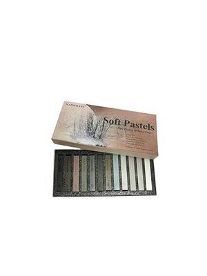 12-Pack Gray Tone Soft Pastel Sticks High Pigment Artist Chalk | Square Water-Soluble,Blendable Artist Chalks, High Pigment, For Sketching, Drawing & Illustration