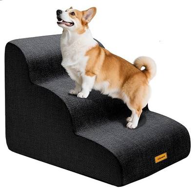 Gimars 30D High-Density Foam & Extra-Wide, Stable 3-Step Dog Stairs, 40cm High Pet Stairs with Washable Cover & Non-Slip Base, Portable Ramp for Small Dogs to Sofa, Bed, Couch, Car