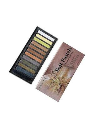 12‑Pack Earth‑Tone Soft Pastels, Square Artist Pastels (Brown) | Square Chalk Water-Soluble, Blendable, For Artists & Hobbyists, Drawing, Painting & Sketching