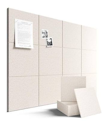 Fluxynara Felt Bulletin Board Tiles Large 48" x 36" Cork Board Alternative-12 Pack with 70 Adhesive Tabs, Thick Slat Wall Panels for Office Decor, Push Pin Board Wall Organizer Alternative - Oatmeal
