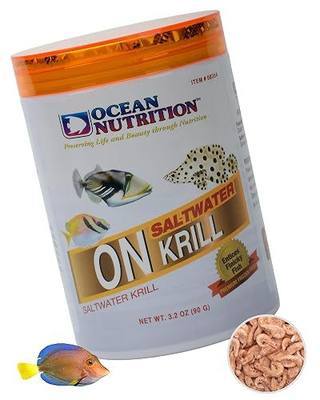Ocean Nutrition Premium Freeze-Dried Krill Fish Food - Natural Shrimp Food for Freshwater Cichlids, Piranha, Catfish, Koi & Saltwater Triggers, Puffers, Groupers