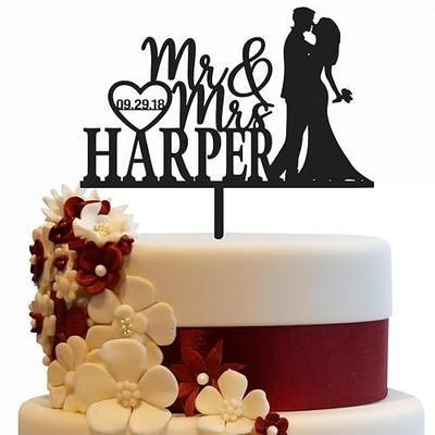 Wedding Cake Toppers- Custom Cake Toppers with Timeless Design- Mr & Mrs Cake Topper to Celebrate Love at Weddings, Anniversaries, & Special Occasions- Make Every Moment Unforgettable with Cake Topper