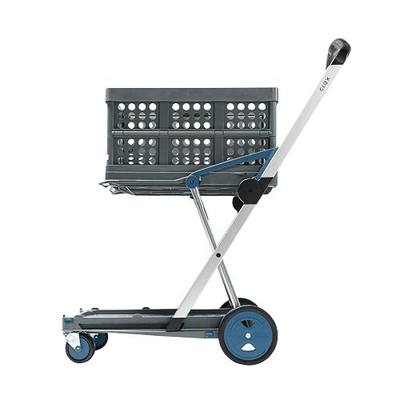 CLAX® The Original | Made in Germany | Multi use Functional Collapsible Carts | Mobile Folding Trolley | Shopping Cart with Storage Crate (Blue)