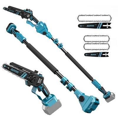 3-in-1 Cordless Pole Saw & 6 Inch 8 Inch Mini Chainsaw for Makita 18V Battery(NOT Included), Electric Chain Saw w/Extension Pole, 15Ft Max Power Pole Chainsaw for Tree Trimming, Wood Cutting