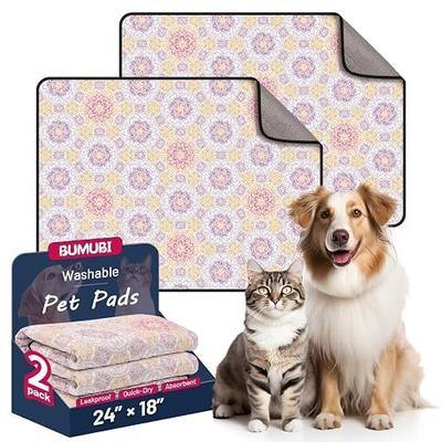 Washable Dog Pee Pads - Absorbent Reusable Puppy Training Pads, Waterproof Leak - Proof & Non - Slip for Crate Whelping Potty Training 24x18 (Pack of 2)