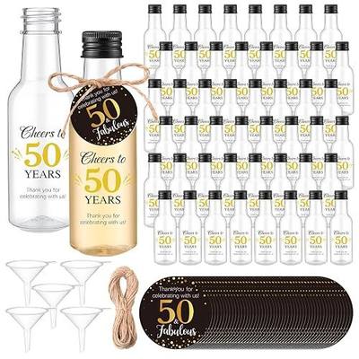Funnymoom 50 Sets 50th Birthday Party Favors for Guests Include 1.7 oz Mini Liquor Bottles and Thank You Cards Cheers to 50 Years Alcohol Shot Bottles with 5 Funnel for Birthday Anniversary Favors