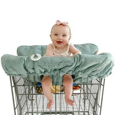BINXY BABY 2-in-1 Cushy Cart Cover and High Chair Cover | Universal Fit | Includes Storage Pouch (Sage Leaves)