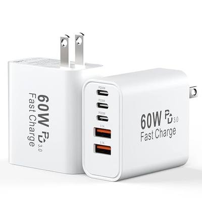 USB C Charging Blocks, 60W USBC Wall Fast Charger Block, Type C iPhone USB C Charger Fast Charging Brick, 5-Port Multiport Charger Plug Power Adapter for iPhone 17/16/15/14/13 Pro Max, iPad, GalaxyS25