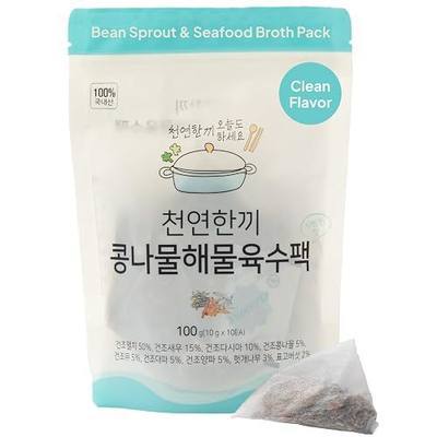 Korean Food Seafood Broth Soup, Stock Bags Umami Seasoning, 10 Packs 50g | Seafood broth stock bags with rich umami flavor for soups, stews, and noodle dishes. Includes 10 convenient broth packets.