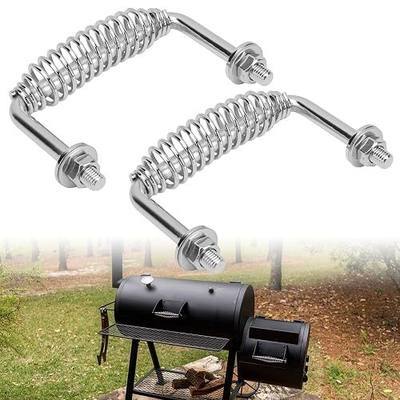 2 Pack 5-3/8" Spring Handle with 1/2" Seet Rod for BBQ Grills, Wood Stoves | Sturdy and Heavy Duty, Bolt on, Includes Hardware
