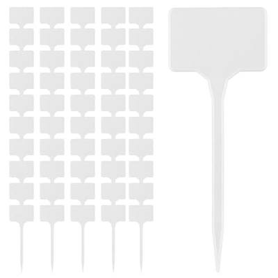 50 Pcs Large Plastic Plant Labels, 5.9 Inches Large Garden Markers, Plastic Waterproof Durable T-Type Nursery Plant Stakes, Tags for Vegetables, Fruits, Flowers, Indoor Outdoor Use (White)