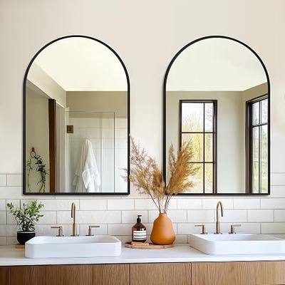 FICTOR 2 Pack 24" x 36" Arched Bathroom Vanity Mirror for Over Sink, Black | Anti-Rust Metal Framed, HD Tempered Shatter-Proof Glass, Modern Wall Mirror for Entryway, Living Room, Bedroom