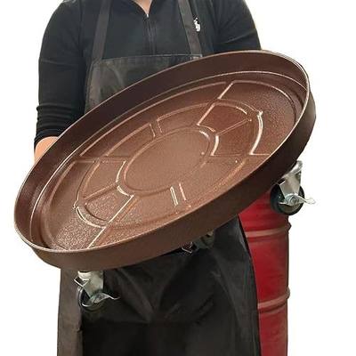 20 inch Plant Saucer Rolling Plant Caddy Rolling Plant Stand with Wheels Plant Tray with Wheels, Heavy Duty Metal, Locking, Sturdy, Rust-Resistant Finish, Easy to Move,Copper 550 lb Capacity