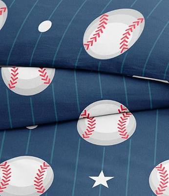 Kids Duvet Cover Set Full Size - 3 Piece Baseball Duvet Cover Set & 2 Pillow Shams with Zipper Closure & Ties - Easy-Care & Fade Free - Super Soft, Cute & Cozy Bedding Set for Kids, Girls and Teens