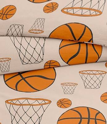 Kids Duvet Cover Set Twin/Twin XL - 2 Piece Basketball Hoops Duvet Set | Kids Duvet Cover & Pillow Sham w/ Zipper Closure & Ties, Soft, Easy-Care & Cute & Cozy Bedding Set for Kids, Girls & Teens