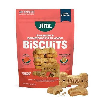 Jinx Dog Biscuits, Oven-Baked Dog Treats with Salmon Bone Broth, 16oz | 1-Pack Crunchy & Healthy Dog Treat, Superfood-Rich with Real Salmon, Dog Cookies for Puppies, Adults & Senior Dogs