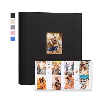Photo Album 4x6 Vertical 600 Photos with Writing Space, Black | Linen Cover, Acid-Free Pages, Clear PP Pockets, Memo Writing Space, Front Display Window, Family, Wedding & Travel Memories