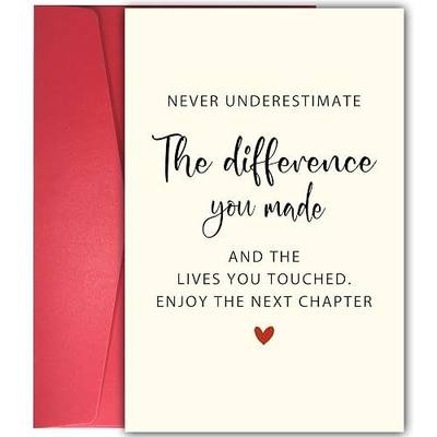 Goodbye Card for Coworkers Leaving - Heartfelt Farewell Card with Uplifting Message ‘Never Underestimate The Difference You Made’, Retirement Gifts for Women Men, New Job Card for Boss Friends