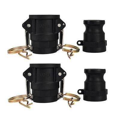 Camlock Fittings 1 Inch Type A & D Polypropylene Cam and Groove Hose Fitting Kit with 1" Female & Male Camlock x 1" Shank (Hose Barb), Cam and Groove Hose Couplings (2 Sets/ 4 Pcs)