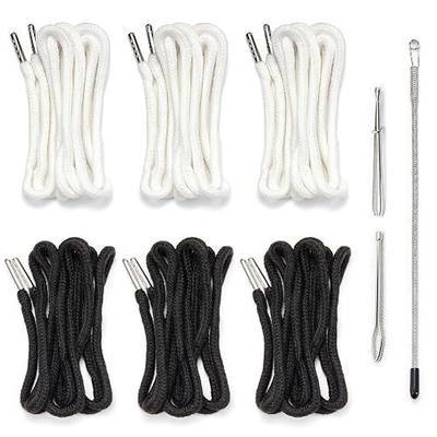 6 Pieces Drawstring Pants Threader with Replacements Draw Strings for Men & Women, 57 Inch Drawstring Cord for Shorts, Pants, Sweatpants, and Hoodies Repairing (3 Black, 3 White)