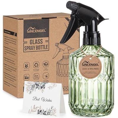 Glass Plant Mister Bottle - 13.5 oz Refillable Leak Proof Water Spray Bottle for Indoor Plants, Spring Gardening,Cleaning, Hair, Pets Care with Adjustable Mist Nozzle (Green)