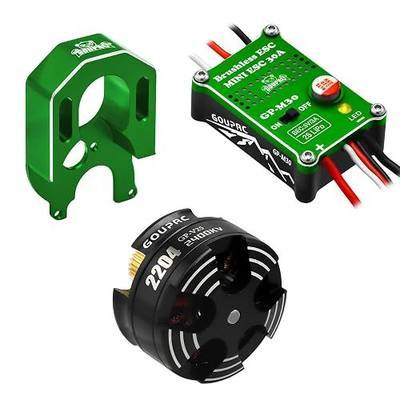 GOUPRC 30A Brushless ESC & 2204 2400KV Brushless Outrunner Motor with Mount Combo Kit for SCX24 Axial 1/24 Remote Control Crawler Truck Car