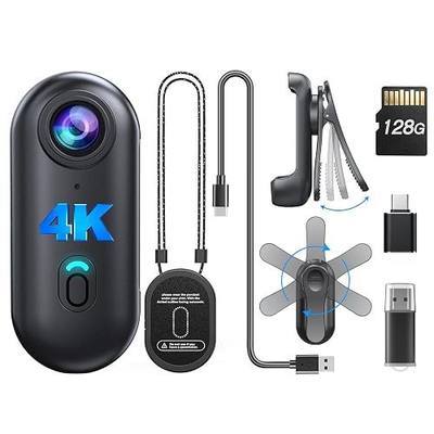 BOBLOV W4 4K Mini Body Camera,128G Wearable Camera with 360°Rotatable Clip & Magnetic Clip, Thumb Size, 96 Minutes for Recording, Easy to Use for Lecture, Traveling, Pet Walking and Outdoors
