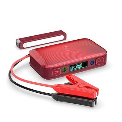 Halo Bolt PaL 1000 Portable Car Jump Starter | USB-A & USB-C Charger Ports, Digital Display, Powers Multiple Devices, Detachable Power Bank & Emergency Flashlight, Jumps Cars SUVs & Trucks — Red