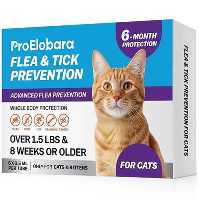 Flea and Tick Prevention for Cats & Kittens: Waterproof Topical Cat Flea and Tick Treatment – Fast-Acting & Long-Lasting At Home Flea Control for Cats Over 1.5 lbs and 8 Weeks or Older – 6-Dose Supply
