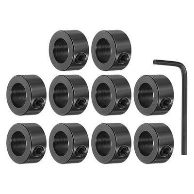 Set Screw Collars, 10 Pack 5.05mm Bore Shaft Lock Collars, 10mm OD, 5mm Width, Black Oxide Coated Carbon Steel Landing Gear Stopper Wheel Collar, Includes Wrench