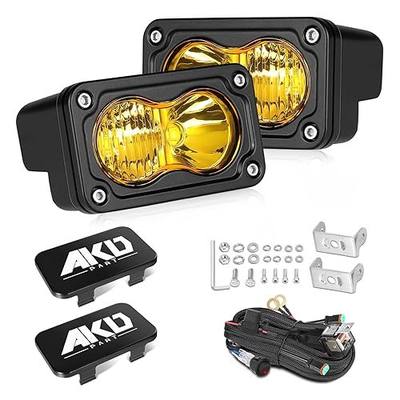 Yellow LED Pods with Wiring Harness & Black Covers 3" 40W CREE LED Ditch Lights Spot Flood Combo Fog Lights Yellow Chase Head Light for Trucks Motorcycle SUV UTV ATV Dirt Bike