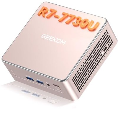 GEEKOM A8 Mini PC, Ryzen 7 8745HS, 16GB DDR5 Upgradeable RAM, 1TB SSD | Creator & Office, USB4, Up to 128GB RAM, 4x 4K Display, 8K, WiFi 6E, 2.5G LAN, SD Card Slot, Aluminum Design, 3-Year Coverage