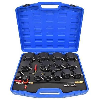 19PCS Turbo System Leakage Tester Kit, Turbo Boost Leak Tester | with 8 Pairs of Stepped Adapters (1-1/4'' to 4-1/4'') Air Pressure Gauge Cooling System Radiator Intercoolers Hose Leaks Test