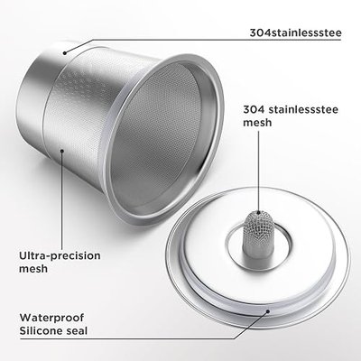 2 Pack Reusable K Cups for Keurig 1.0 & 2.0, Food Grade SUS304 Stainless Steel Reusable Coffee Pods, BPA-Free Refillable K Cups for K-Classic K-Mini