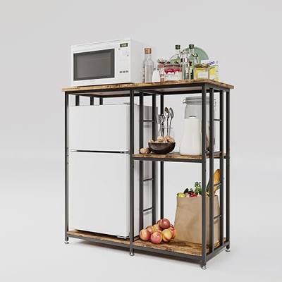COCOLUCKY Mini Fridge Stand with Storage — 4-Tier Cabinet for Dorm, Kitchen & Office | Fits Under 19.7” Width Fridge,Coffee Bar, Microwave Stand & Bakers Rack Combo(Vintage Brown)