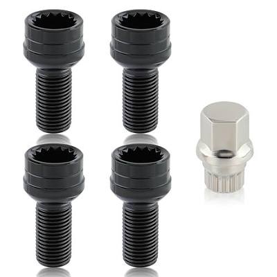 AUTOKAY 8D0601139F M14 x 1.5 Antitheft Wheel Bolts Lock Lug Nut Fit for Audi A1 A3 A4 A5 A6 A8 Q3 Quattro Q5 Q7 S3 S8 R8 TT Allroad Coupe for Volkswagen Golf Jetta Passat Beetle 1985-2016 with Key