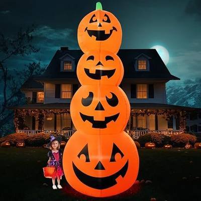 12FT Giant Halloween Inflatable Stacked Pumpkin Decoration, Halloween Blows up Pumpkins Inflatable Built-in LEDs for Halloween Inflatables Outdoor Decoration Party Haunted House Lawn Decor