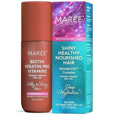 MAREE Vitamin-Infused Hair Oil for Frizzy & Dull Hair – Hair Serum with Biotin, B5 & E – Lightweight Frizz Control Hair Treatment – Smooth Shine Hair Oil for Women – Aceites Para el Cabello
