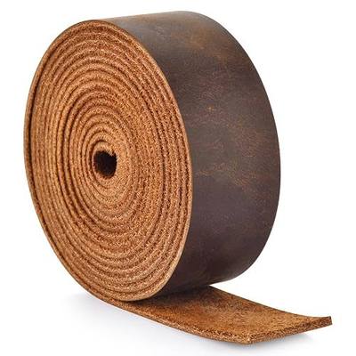 Leather Strap 1 Inches Wide Flat Leather Strips, Genuine Full Grain Cowhide Oil Tan Leather Strip for DIY Craft Projects, Tooling, Belt, Garden Tools (2.2mm Thick_65-72 Inches Lengths_DK Brown)